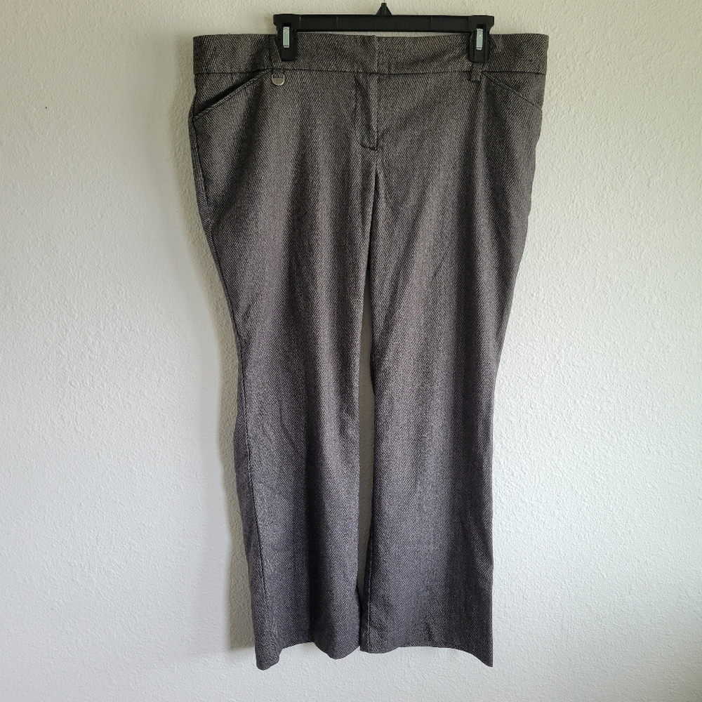 New York & Company Stretch Gray Black Herrinbone Dress Pants Womens Plus Size 18